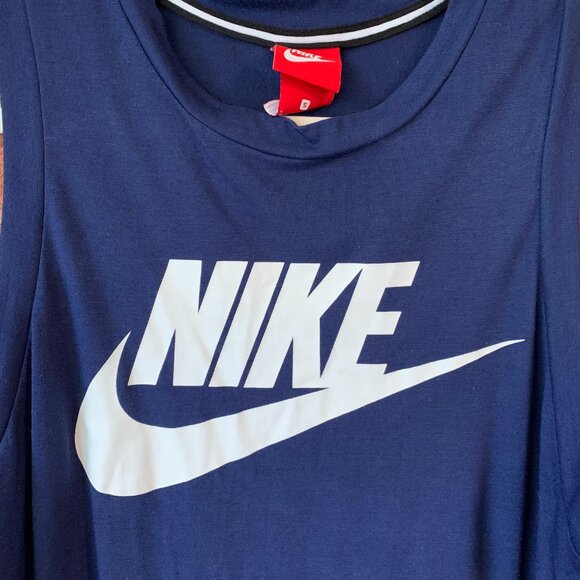 Nike Ace Logo Red Label Navy Blue Men's Small Athletic Cut Swoosh Tank Top EUC - Picture 5 of 8